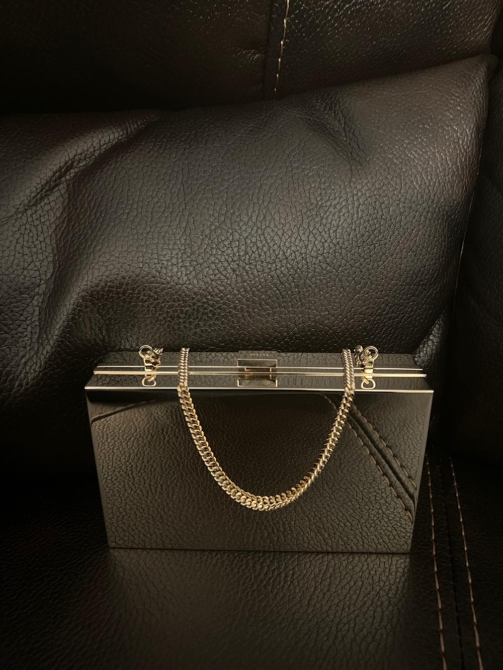Versace mirrored hard clutch hand bag purse